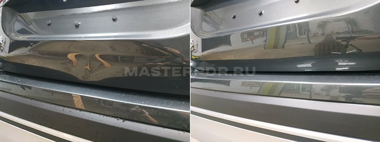 Удаление вмятин без покраски на Mitsubishi Outlander до и после