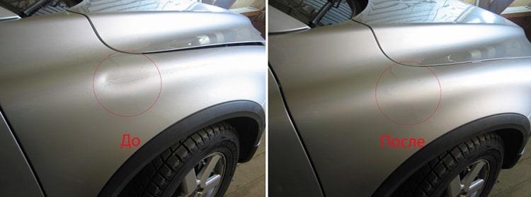 Удаление вмятин без покраски на Volvo XC90 до и после