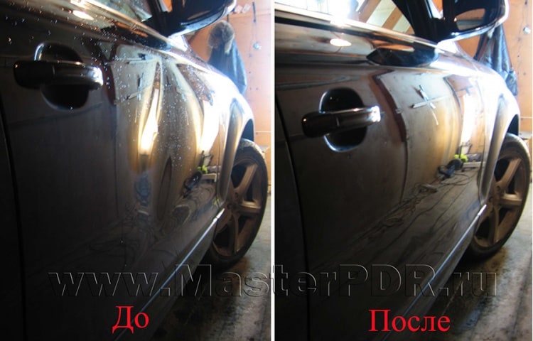 Удаление вмятин без покраски на Audi Q7 до и после