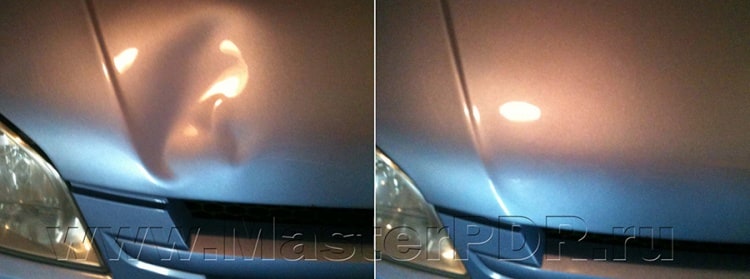 Удаление вмятин без покраски на Hyundai Getz до и после