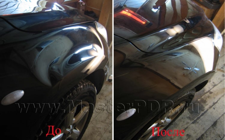 Удаление вмятин без покраски на Toyota RAV4 до и после