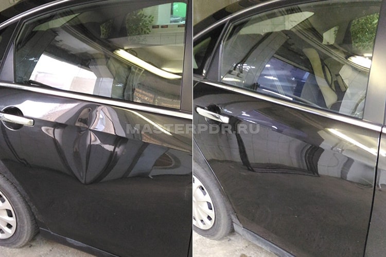 Удаление вмятин без покраски на Opel Insignia до и после