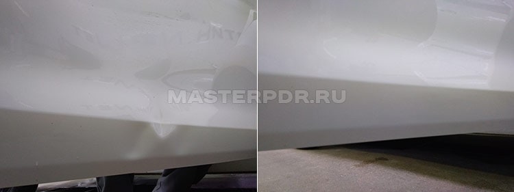 Удаление вмятин без покраски на Ford Fiesta до и после